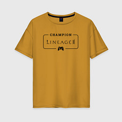 Женская футболка оверсайз Lineage 2 gaming champion: рамка с лого и джойстик