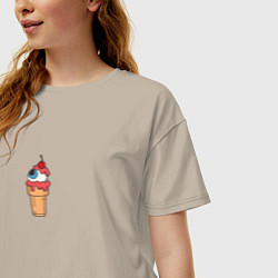 Футболка оверсайз женская Глаз в стаканчике для мороженого, цвет: миндальный — фото 2