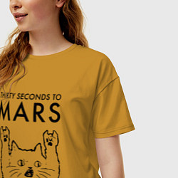 Футболка оверсайз женская Thirty Seconds to Mars - rock cat, цвет: горчичный — фото 2