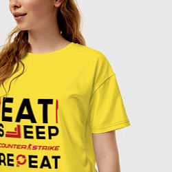 Футболка оверсайз женская Надпись: eat sleep Counter Strike 2 repeat, цвет: желтый — фото 2