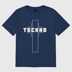 Футболка оверсайз женская Techno крест, цвет: тёмно-синий