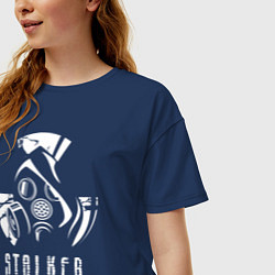 Футболка оверсайз женская STALKER противогаз, цвет: тёмно-синий — фото 2