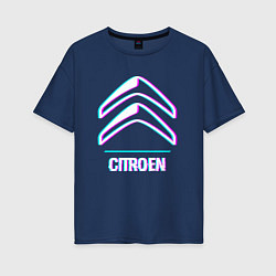 Женская футболка оверсайз Значок Citroen в стиле glitch