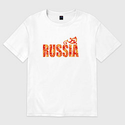 Женская футболка оверсайз Russia: в стиле хохлома