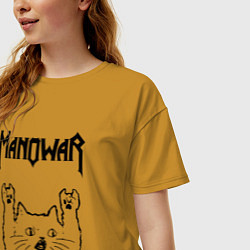 Футболка оверсайз женская Manowar - rock cat, цвет: горчичный — фото 2
