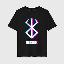 Футболка оверсайз женская Символ Berserk в стиле glitch, цвет: черный