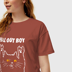 Футболка оверсайз женская Fall Out Boy rock cat, цвет: кирпичный — фото 2