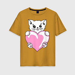 Женская футболка оверсайз Влюбленный котик