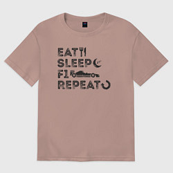 Женская футболка оверсайз Eat sleep F1