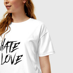 Футболка оверсайз женская Hate love Face, цвет: белый — фото 2