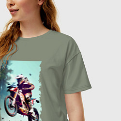 Футболка оверсайз женская Мотокросс - экстрим, цвет: авокадо — фото 2