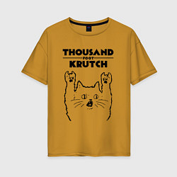 Футболка оверсайз женская Thousand Foot Krutch - rock cat, цвет: горчичный