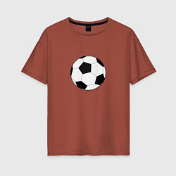 Футболка оверсайз женская Футбольный мячик, цвет: кирпичный