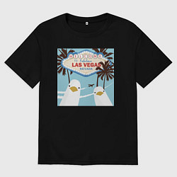 Женская футболка оверсайз Чайки на курорте