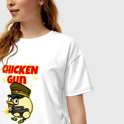 Футболка оверсайз женская Chicken Gun - игра, цвет: белый — фото 2