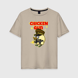 Женская футболка оверсайз Chicken Gun - игра