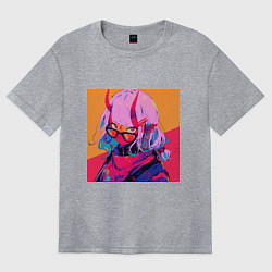 Футболка оверсайз женская Девушка-демон в очках, цвет: меланж