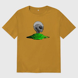 Футболка оверсайз женская Пришелец в тарелке, цвет: горчичный