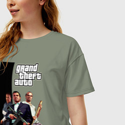 Футболка оверсайз женская Майкл, Франклин, Тревор из GTA, цвет: авокадо — фото 2