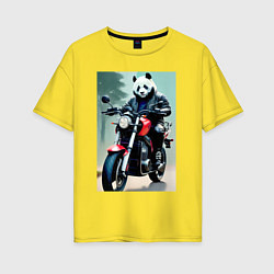 Футболка оверсайз женская Panda - cool biker, цвет: желтый
