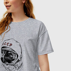 Футболка оверсайз женская Пёсик астронавт - ссср, цвет: меланж — фото 2