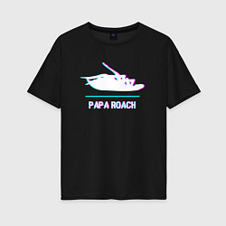 Футболка оверсайз женская Papa Roach glitch rock, цвет: черный