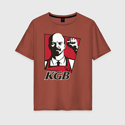 Футболка оверсайз женская KGB Lenin, цвет: кирпичный