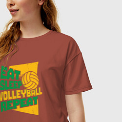 Футболка оверсайз женская Eat sleep volleyball, цвет: кирпичный — фото 2