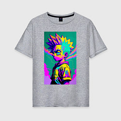 Футболка оверсайз женская Bart Simpson - pop art, цвет: меланж