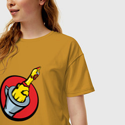 Футболка оверсайз женская Chicken gun логотип, цвет: горчичный — фото 2