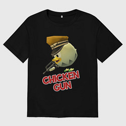 Женская футболка оверсайз Chicken Gun logo