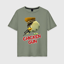 Футболка оверсайз женская Chicken Gun logo, цвет: авокадо