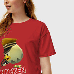 Футболка оверсайз женская Chicken Gun logo, цвет: красный — фото 2