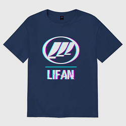 Футболка оверсайз женская Значок Lifan в стиле glitch, цвет: тёмно-синий