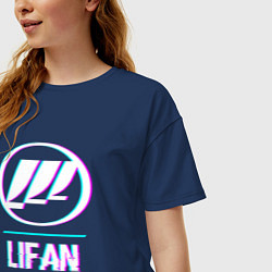 Футболка оверсайз женская Значок Lifan в стиле glitch, цвет: тёмно-синий — фото 2