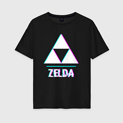 Женская футболка оверсайз Zelda в стиле glitch и баги графики