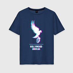 Женская футболка оверсайз Hollywood Undead glitch rock