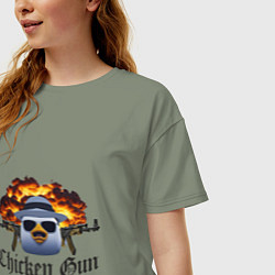 Футболка оверсайз женская Chicken gun game, цвет: авокадо — фото 2