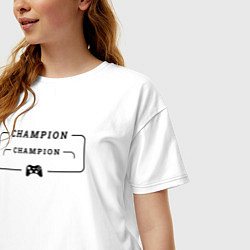 Футболка оверсайз женская S T A L K E R gaming champion: рамка с лого и джой, цвет: белый — фото 2