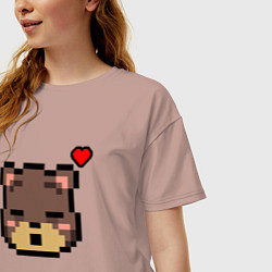 Футболка оверсайз женская Пиксельный мишка, цвет: пыльно-розовый — фото 2