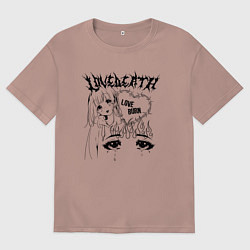 Футболка оверсайз женская Love death love burn, цвет: пыльно-розовый