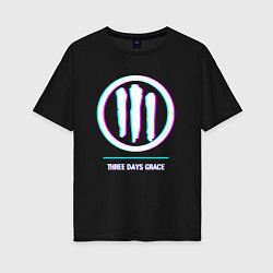 Женская футболка оверсайз Three Days Grace glitch rock
