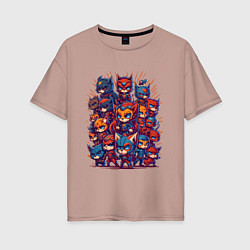 Женская футболка оверсайз Коты супергерои
