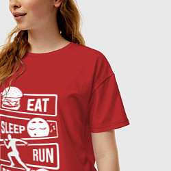 Футболка оверсайз женская Еда, сон, бег, цвет: красный — фото 2