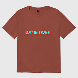 Футболка оверсайз женская Glitch game over, цвет: кирпичный