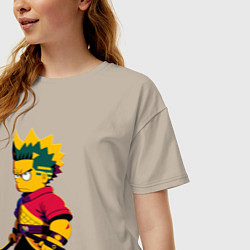 Футболка оверсайз женская Bart Simpson samurai - neural network, цвет: миндальный — фото 2