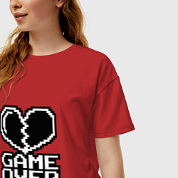 Футболка оверсайз женская Game Over на черном фоне, цвет: красный — фото 2