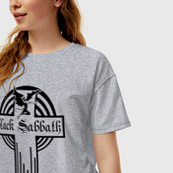 Футболка оверсайз женская Black Sabbath Cross, цвет: меланж — фото 2