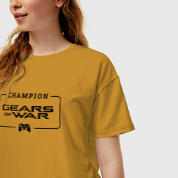Футболка оверсайз женская Gears of War gaming champion: рамка с лого и джойс, цвет: горчичный — фото 2
