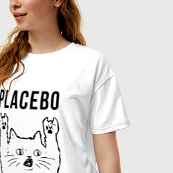 Футболка оверсайз женская Placebo - rock cat, цвет: белый — фото 2